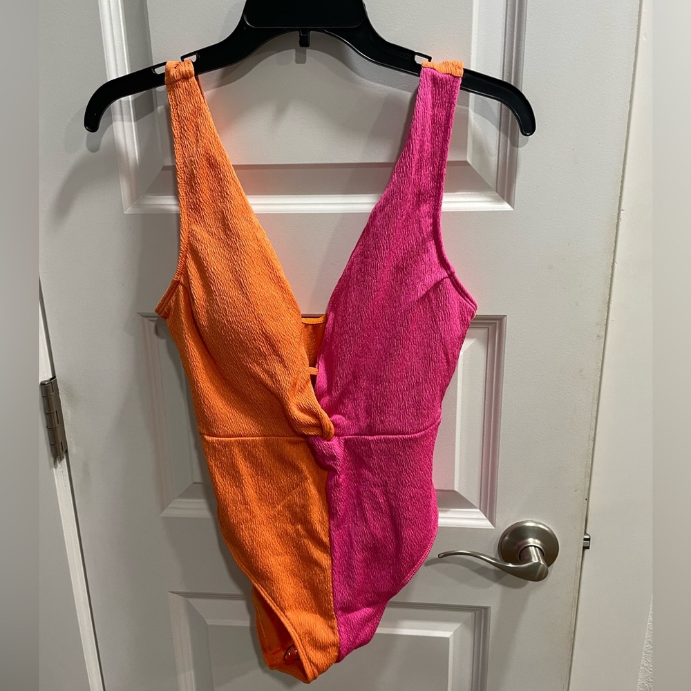 Pink and Orange one piece swim suit